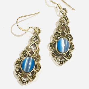 Vintage sterling silver earrings & blue amethyst